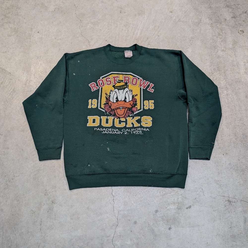 VTG Oneita Oregon Ducks Rose Bowl 1995 Sweatshirt Donald Duck Disney Mens XL